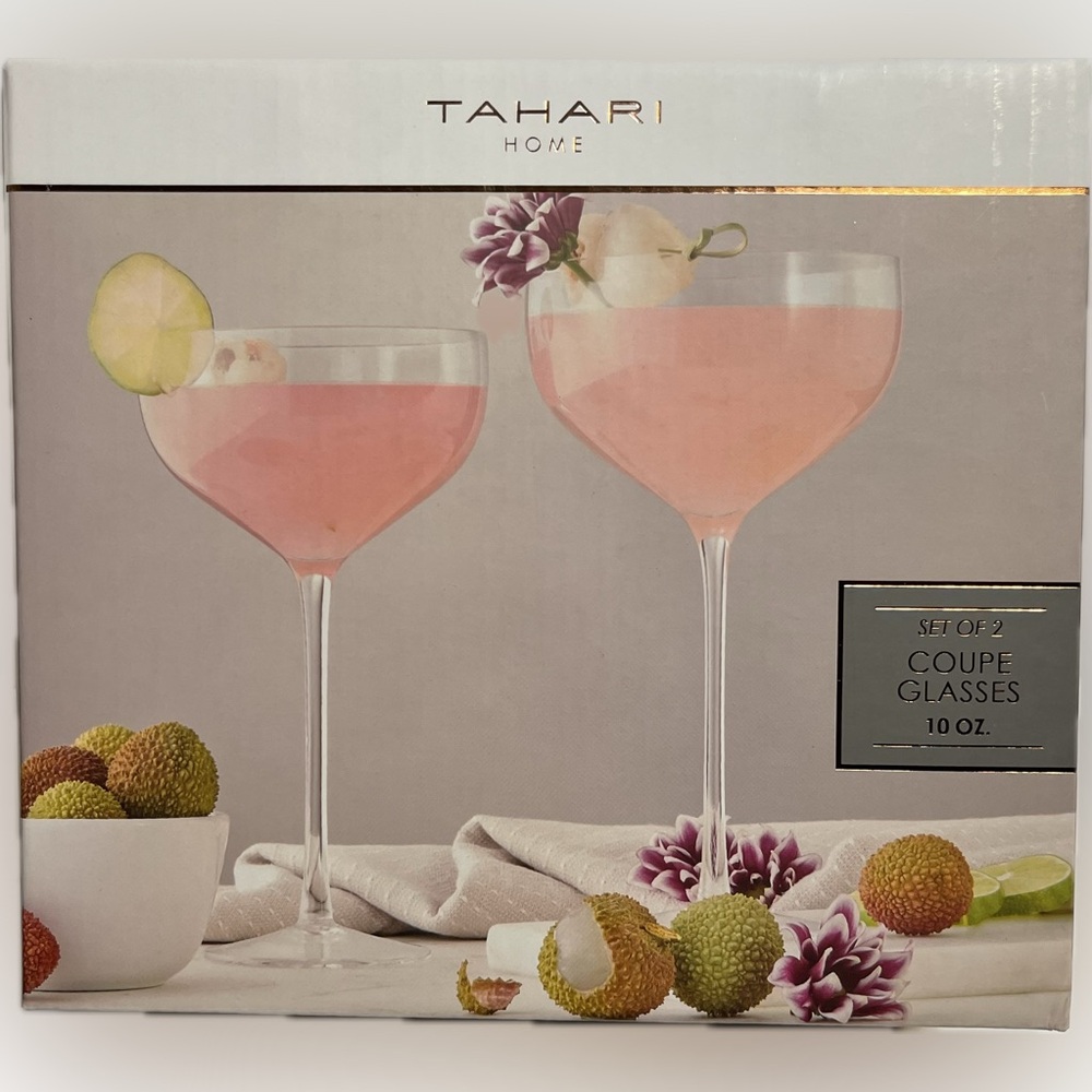 Tahari Pink Coupe Glass Set - Picture 1 of 3